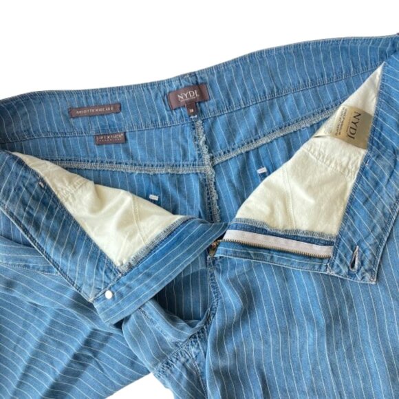 NYDJ High Rise Brigitte Wide Leg Capri Jeans 18 Light Marine Striped NWT - Picture 9 of 12